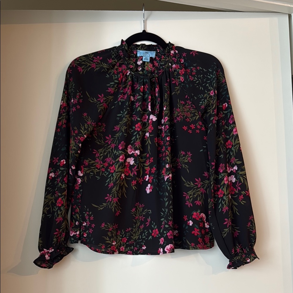 CeCe Pink Long Sleeve Ruffled Blouse